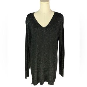 A New Day Black & Sparkle‎ V Neck Sweater (Size XL)